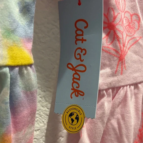 Colorful Tie-Dye and Pink Floral Kids Dresses 4T/5T set - Picture 6 of 7
